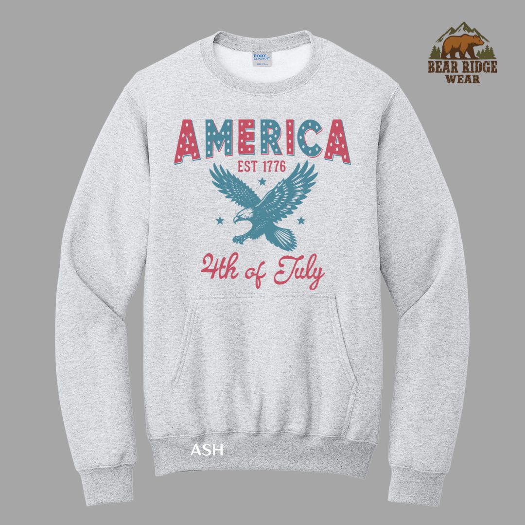 America-1776 Patriotic Kangaroo Crew, Color: Ash, Size: S