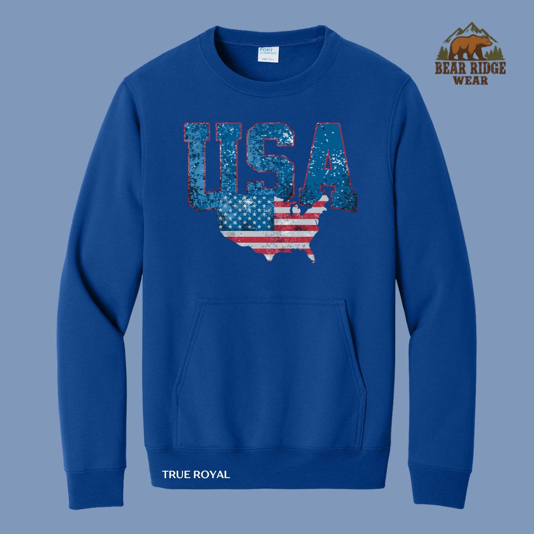 USA With Map Patriotic Kangaroo Crew