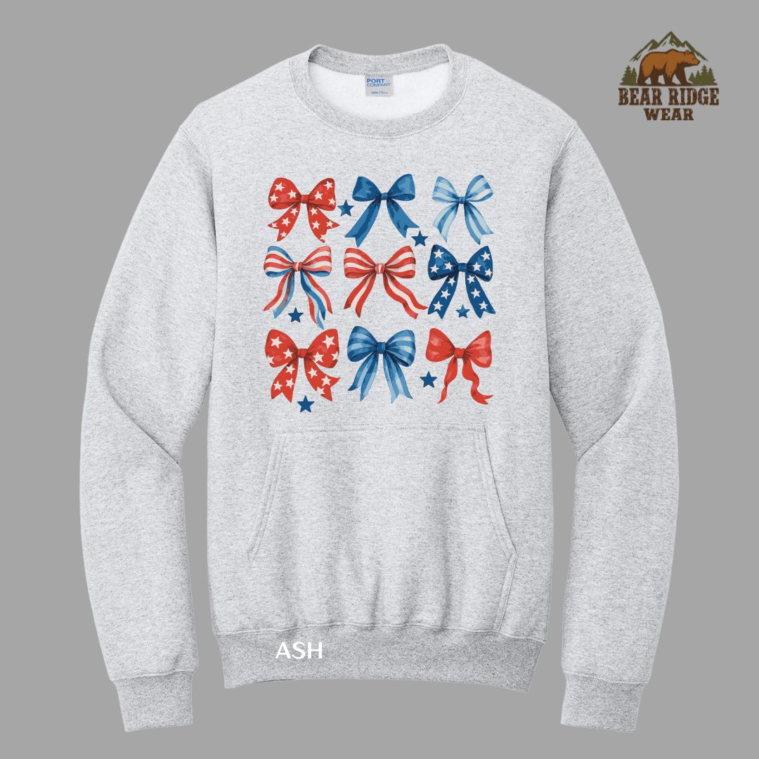 Red White Blue Bows Patriotic Kangaroo Crew
