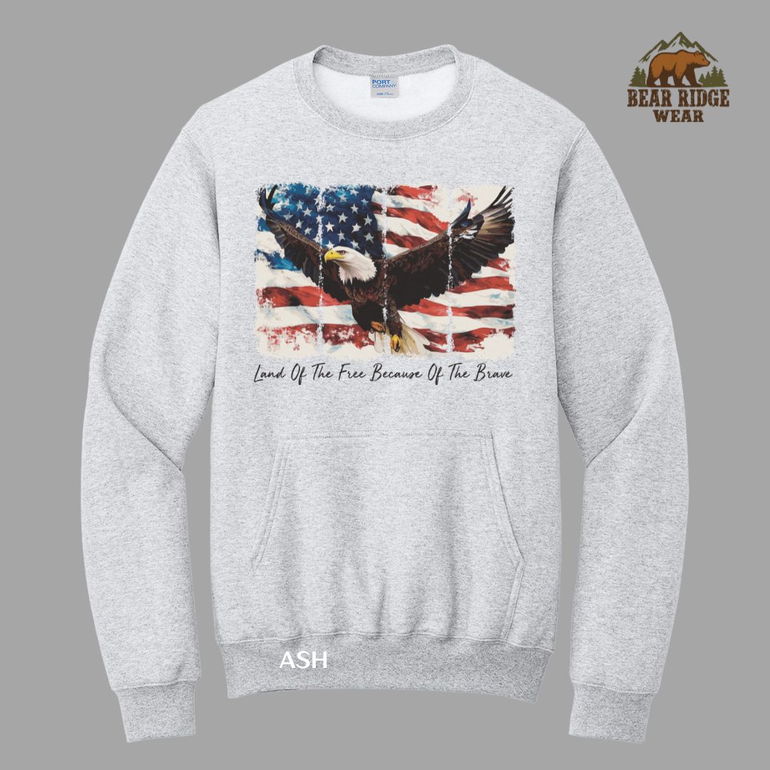 Land Of The Free-Eagle Patriotic Kangaroo Crew, Color: Ash, Size: S