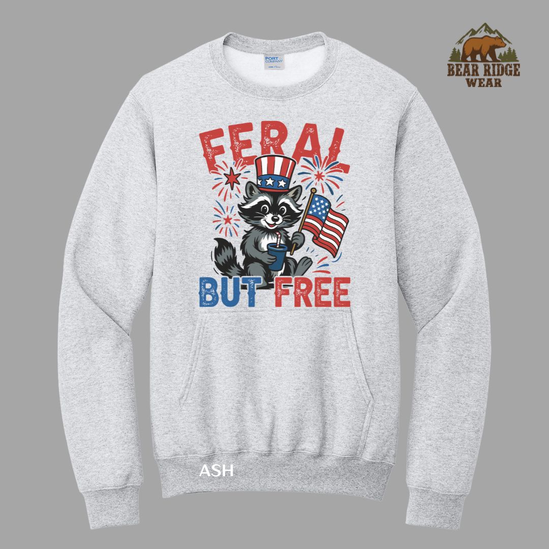 Feral Raccoon Patriotic Kangaroo Crew, Color: Ash, Size: S