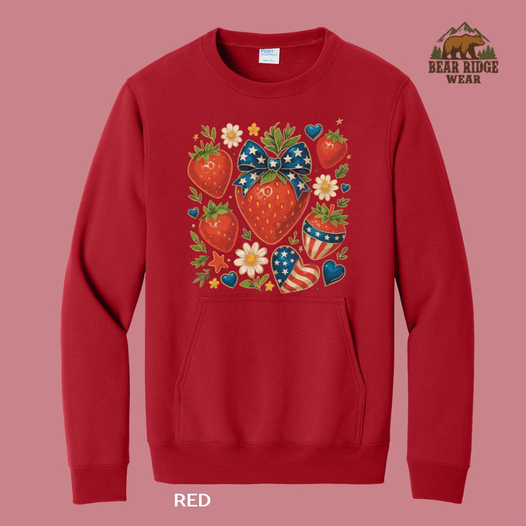 Strawberries Patriotic Kangaroo Crew