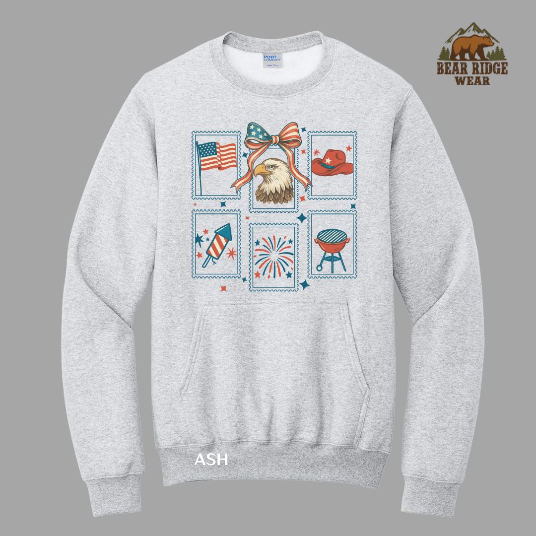Stamps Patriotic Kangaroo Crew, Color: Ash, Size: S