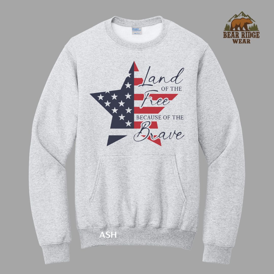 Land Of The Free-Star Patriotic Kangaroo Crew, Color: Ash, Size: S