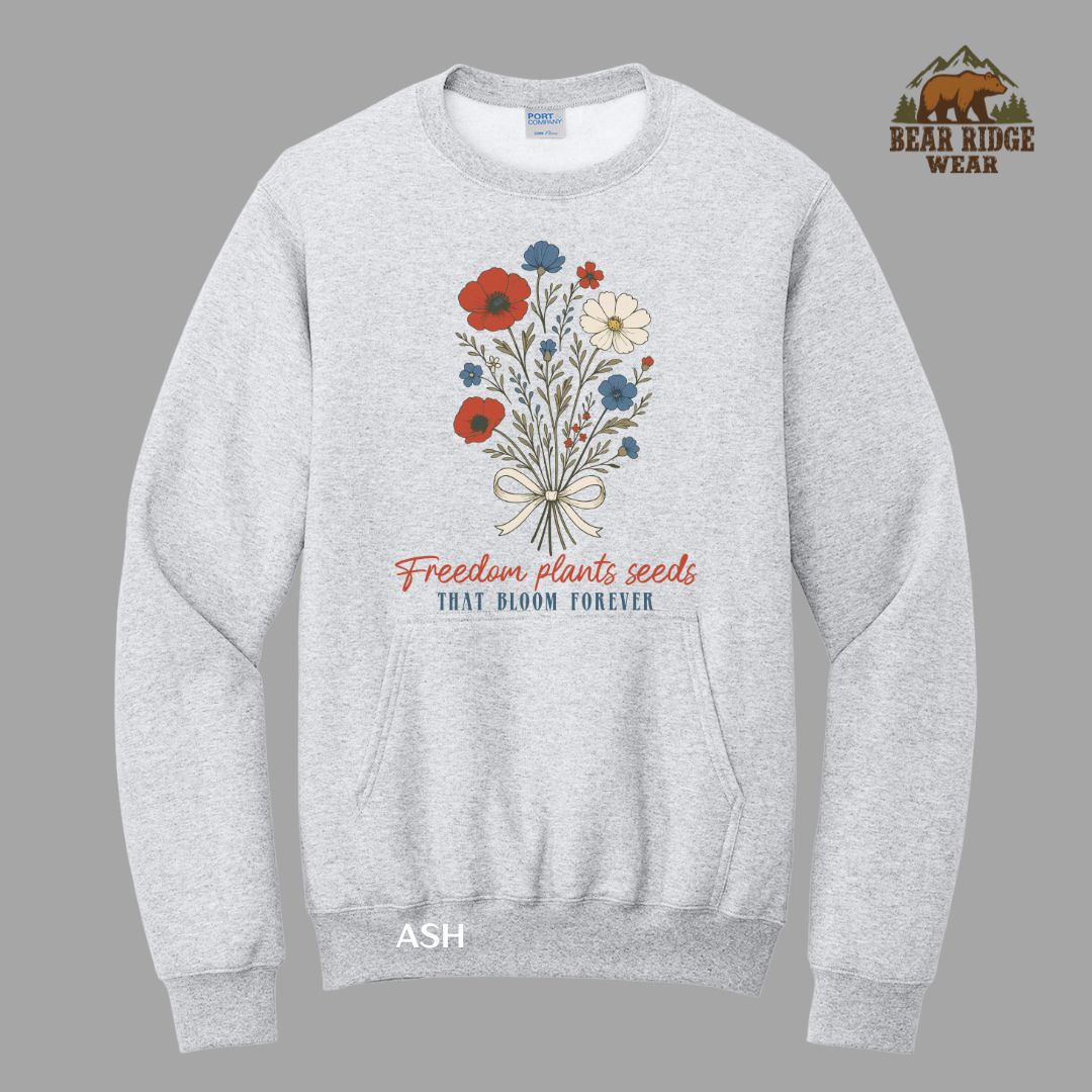 Freedom Plants Seeds Patriotic Kangaroo Crew, Color: Ash, Size: S