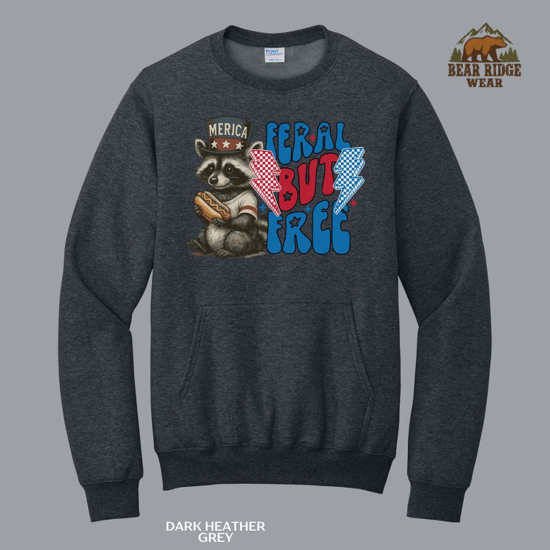 Feral But Free-Hot Dog Raccoon Patriotic Kangaroo Crew