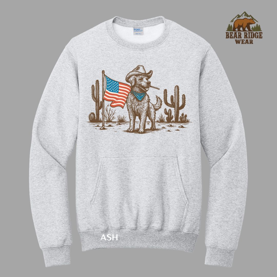 Dog-Flag Patriotic Kangaroo Crew, Color: Ash, Size: S