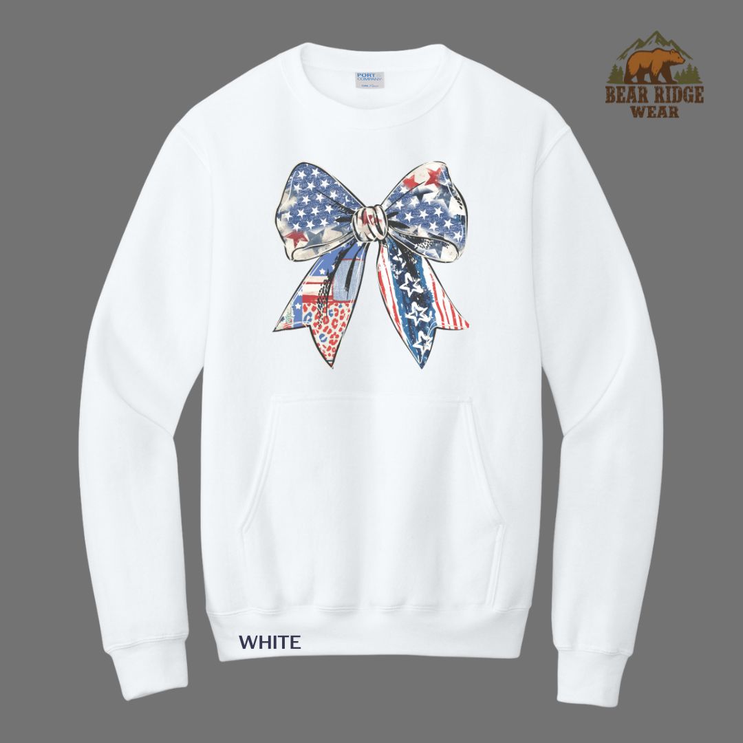 Bow Patriotic Kangaroo Crew, Color: White, Size: 2XL