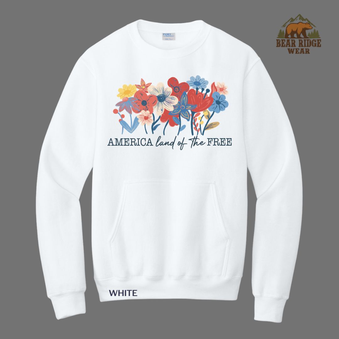 America Flowers Patriotic Kangaroo Crew