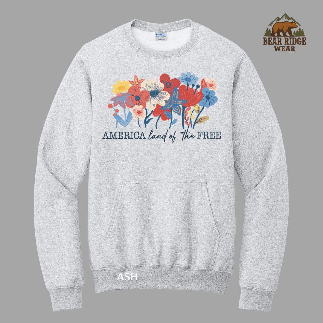 America Flowers Patriotic Kangaroo Crew, Color: Ash, Size: S
