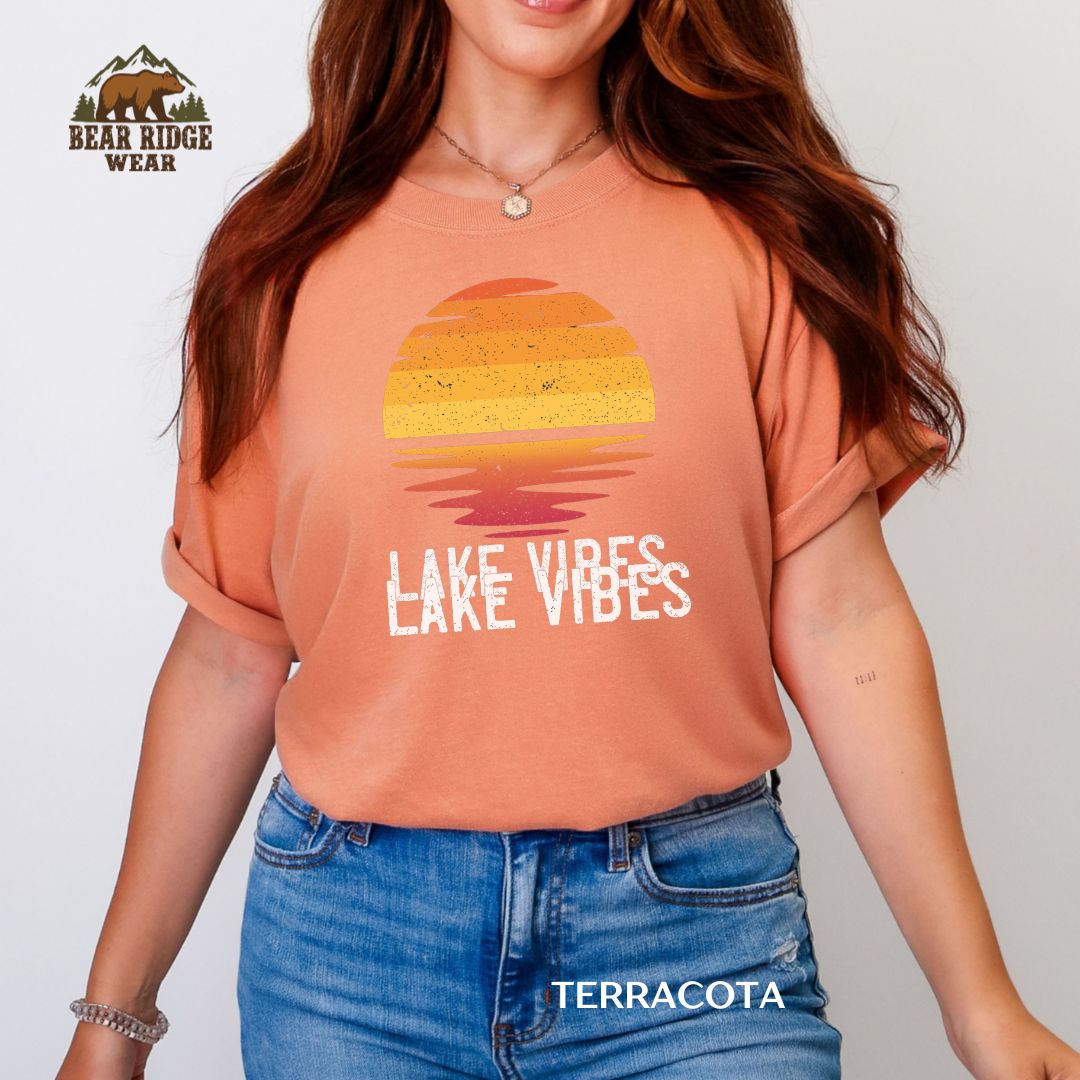 Lake Vibes Summer T-shirt, Color: Terracotta, Size: M