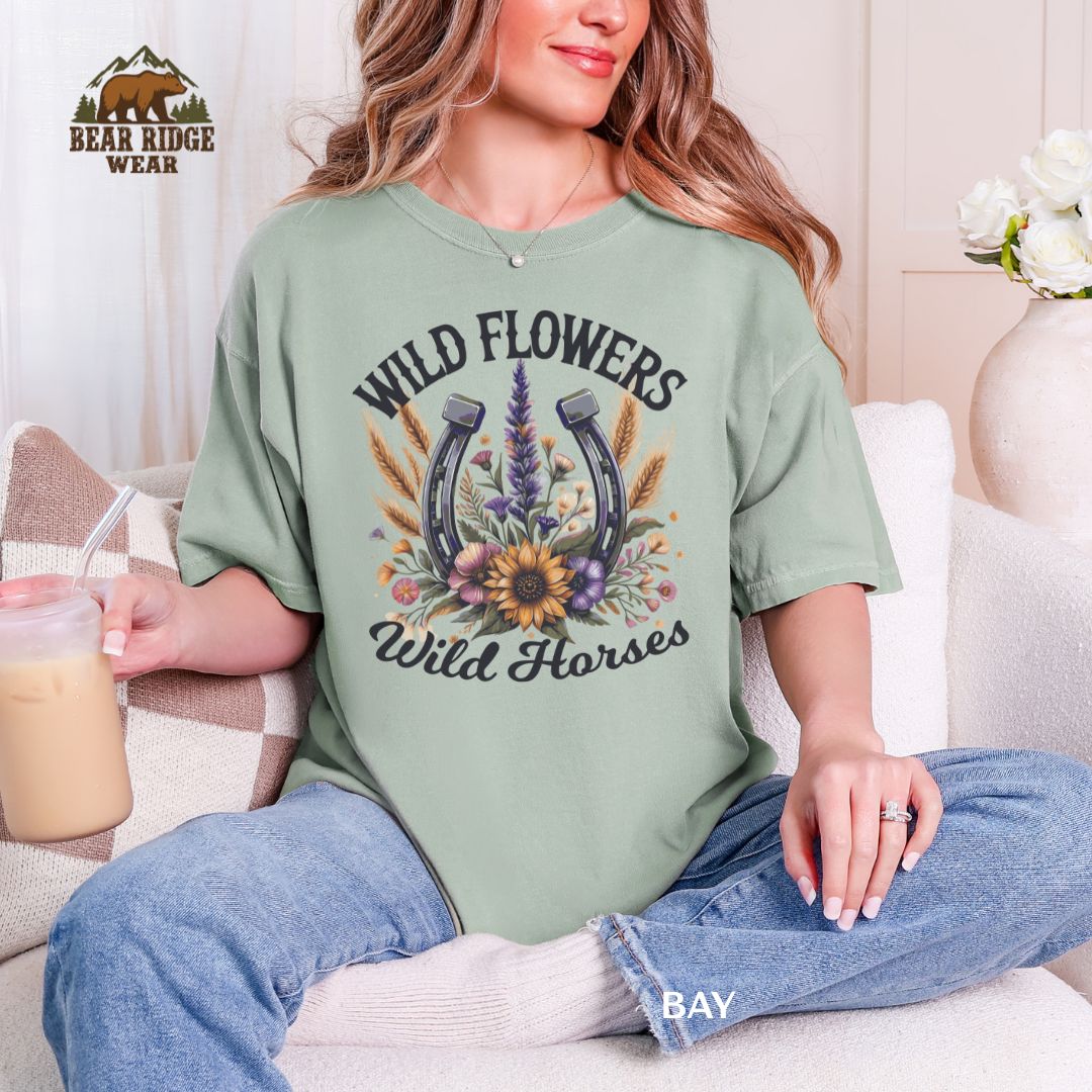 Wild Flowers-Wild Horses Western T-shirt