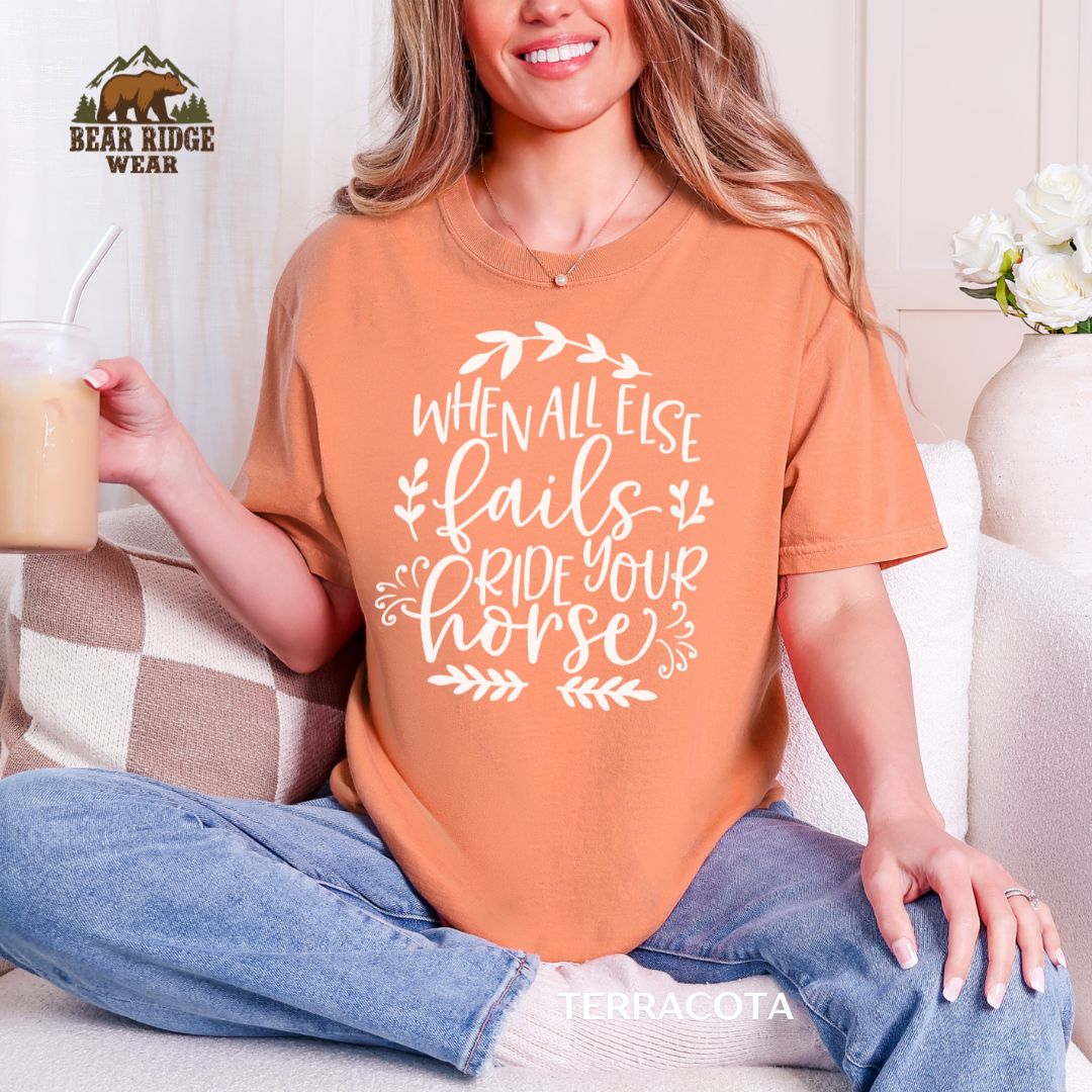 When All Else Fails-Horse Western T-shirt, Color: Terracotta, Size: M