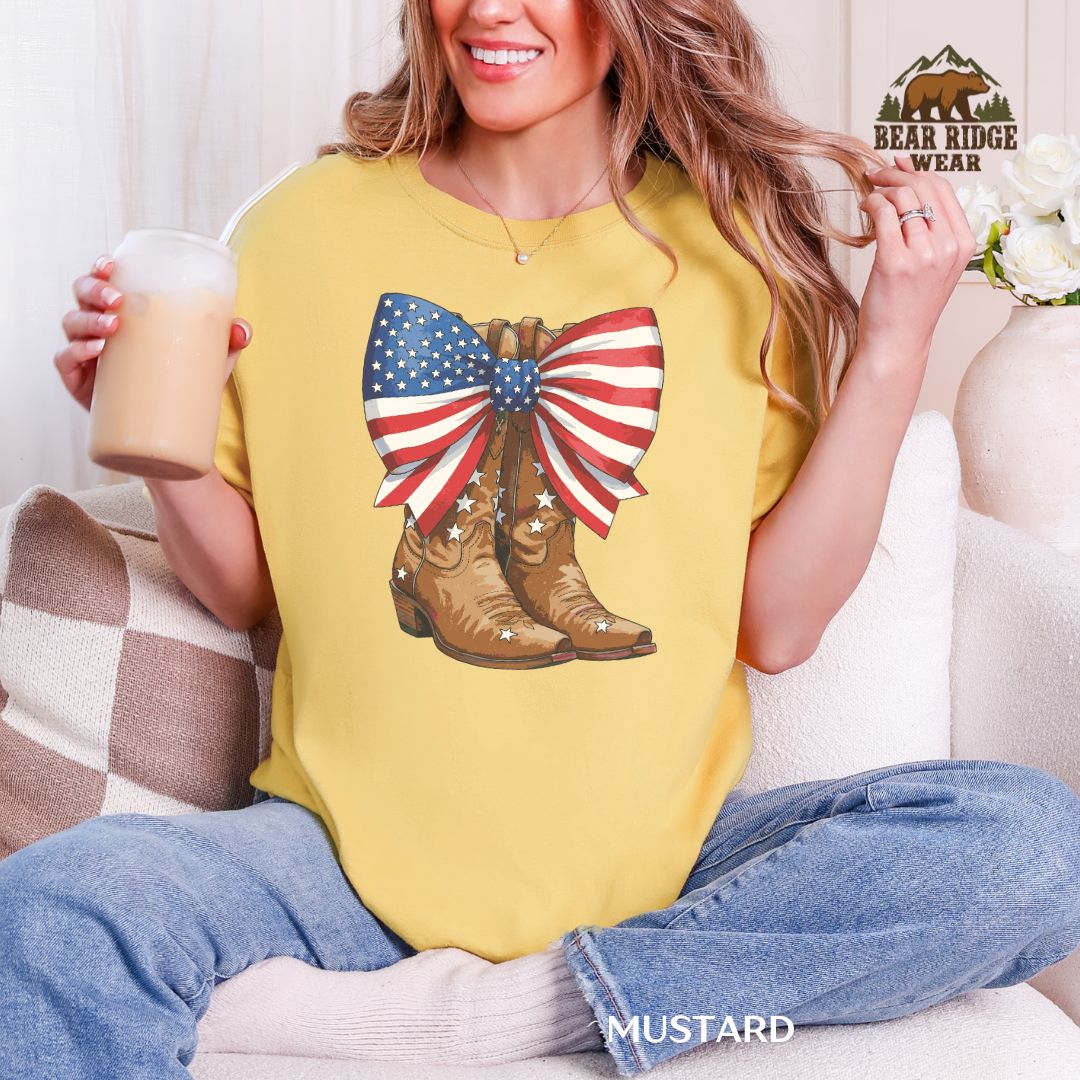Boots-Bow - Flag Western T-shirt