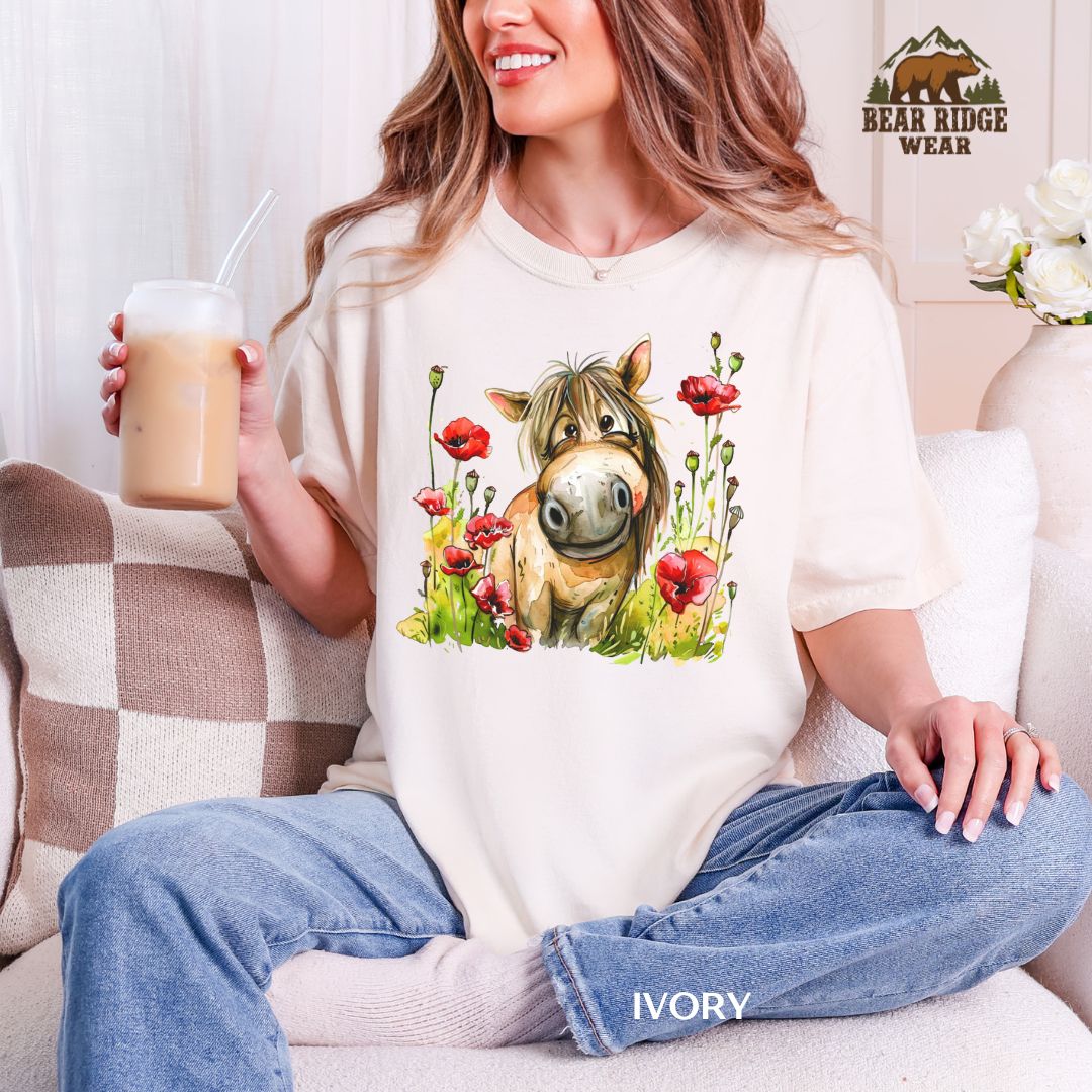 Horse-Funny-Poppies Western T-shirt