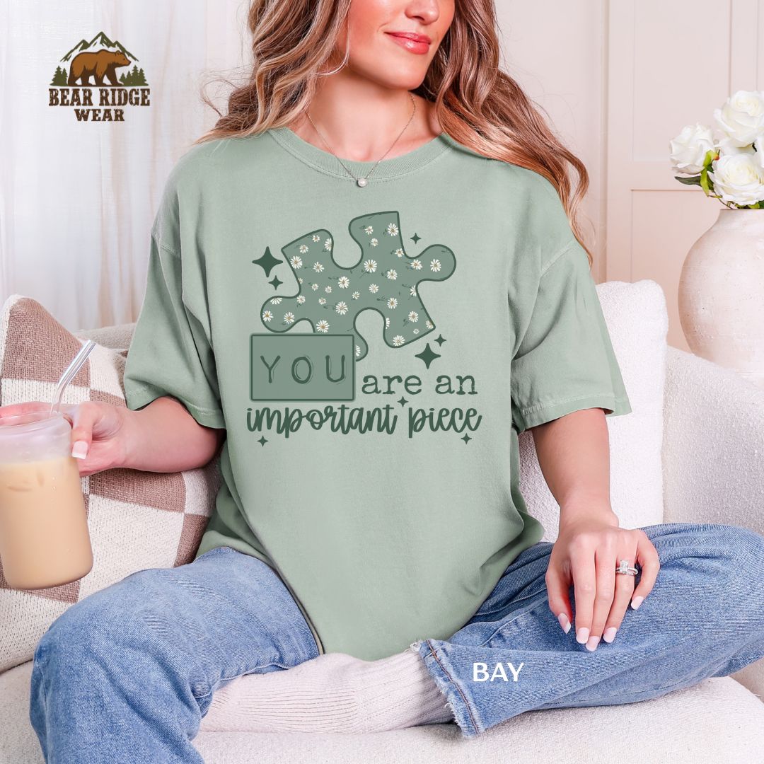 Floral-You Are Important Piece Autism Awareness T-Shirt