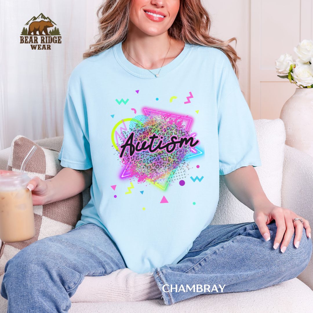 Autism-Neon-Leopard Autism Awareness T-Shirt