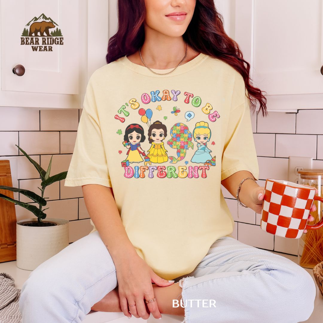 Its Ok To Be Different-Princess Autism Awareness T-Shirt