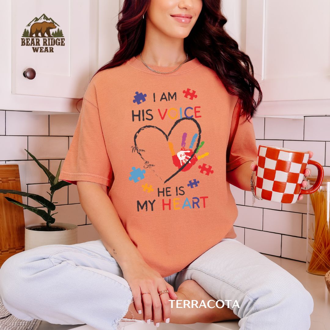 I am his voice Autism Awareness T-Shirt, Color: Terracotta, Size: M