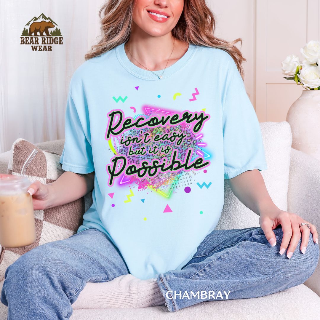 Recovery Isn't Easy-Neon Autism Awareness T-Shirt
