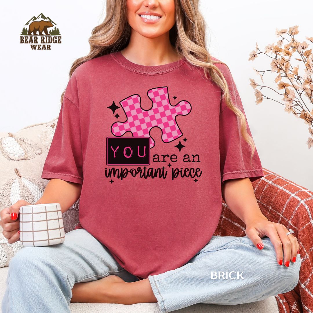 Checkered Pink-You Are an Important Piece Autism Awareness T-Shirt