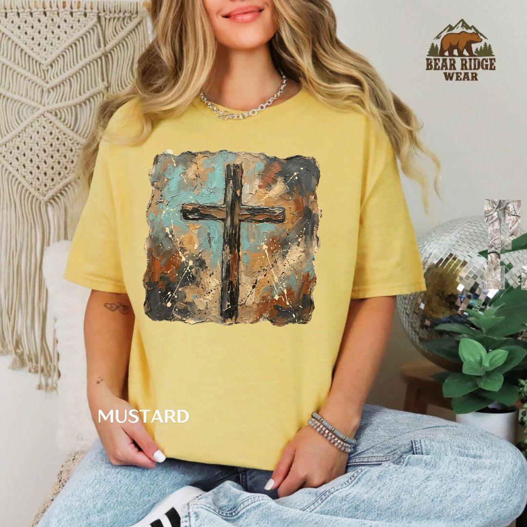 Brush Stroke Cross-Paint Faith T-shirt