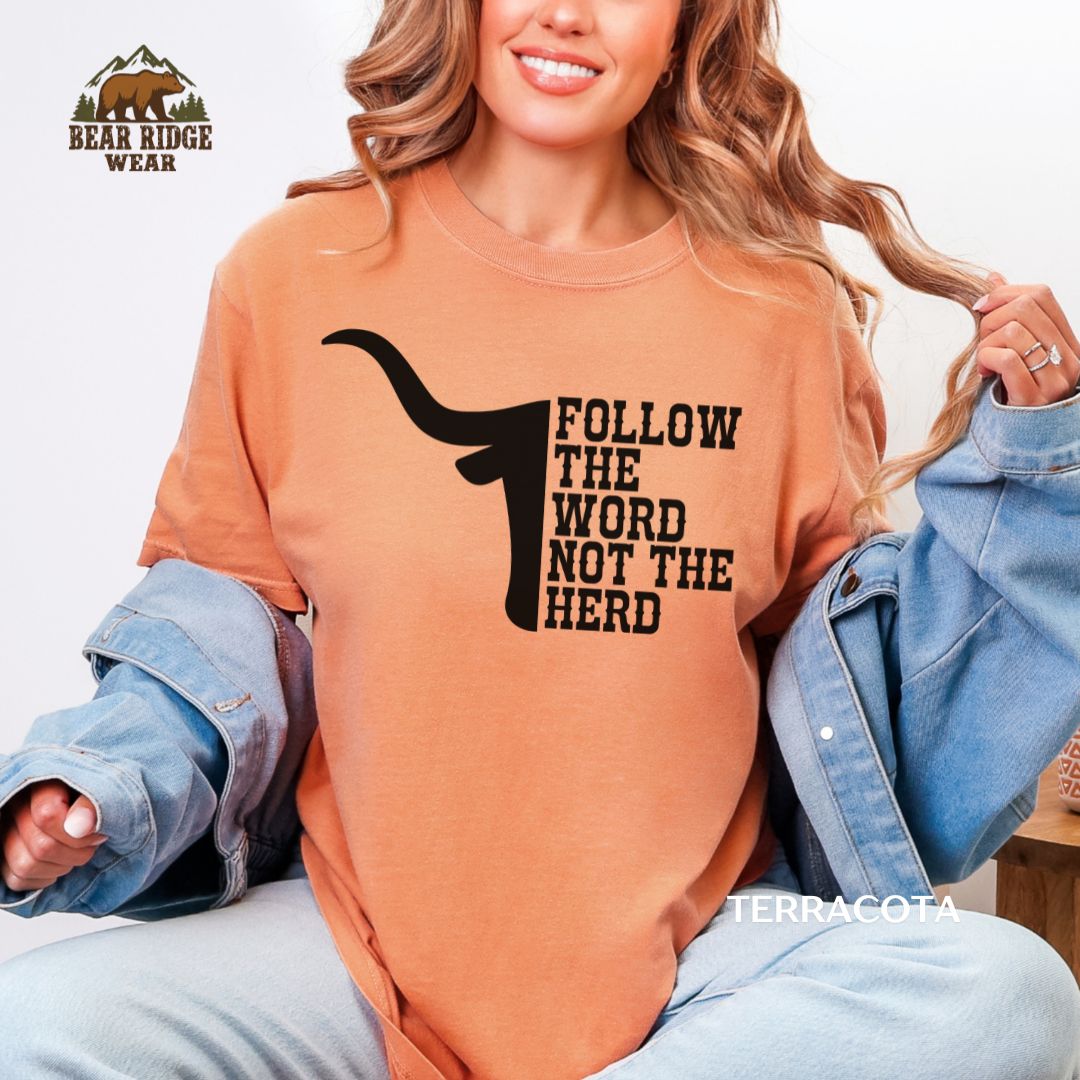 Follow The Word-Longhorn Faith T-shirt, Color: Terracotta, Size: M