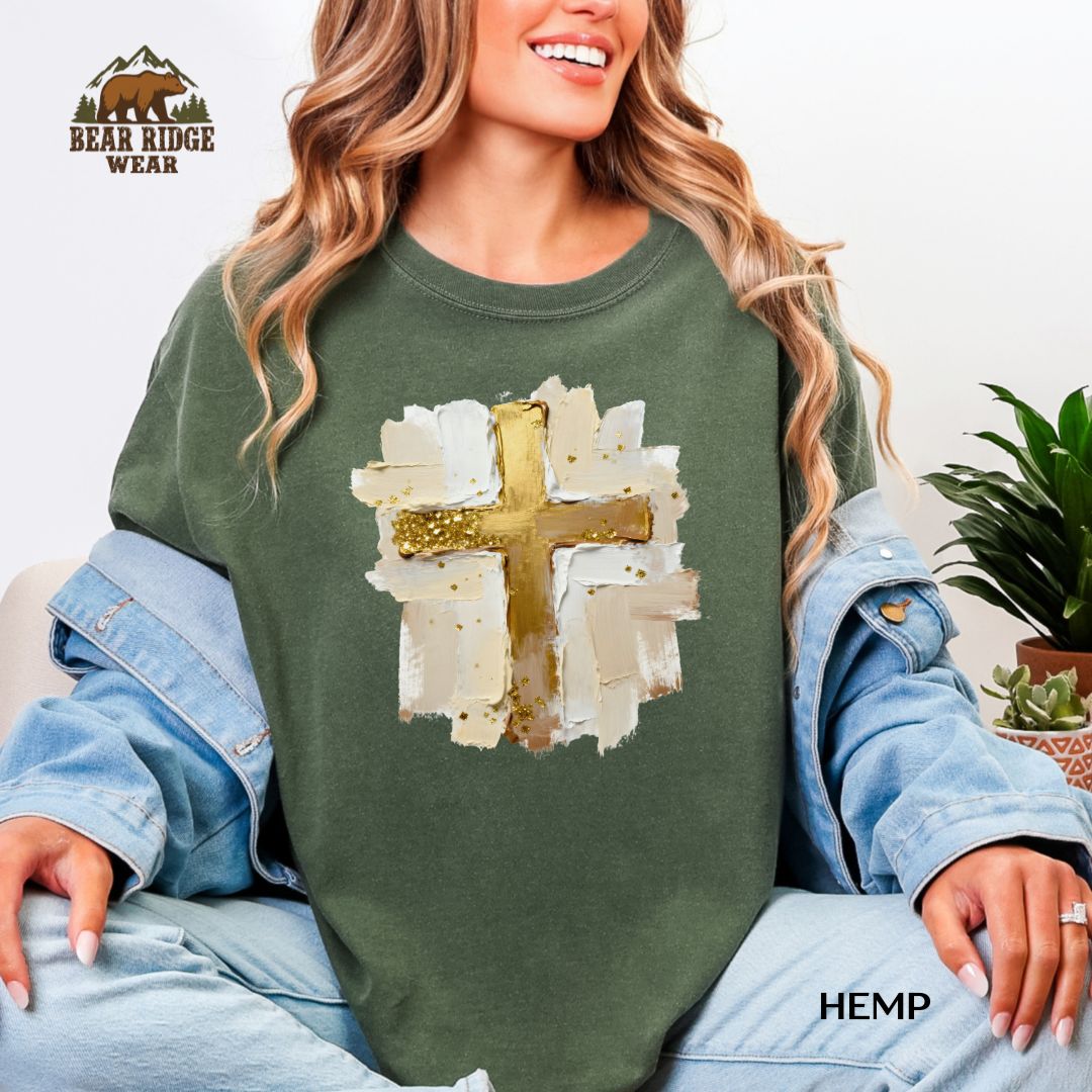 Cross-Gold-Paint Faith T-shirt