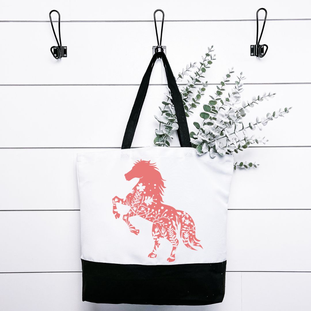 Floral Horse-Pink Tote