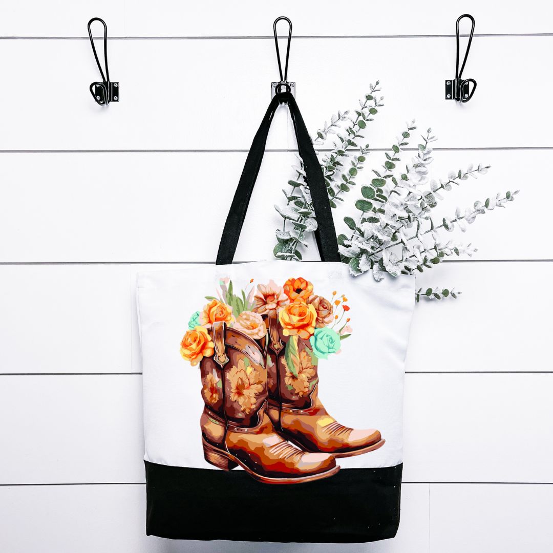 Boots &amp; Floral Tote