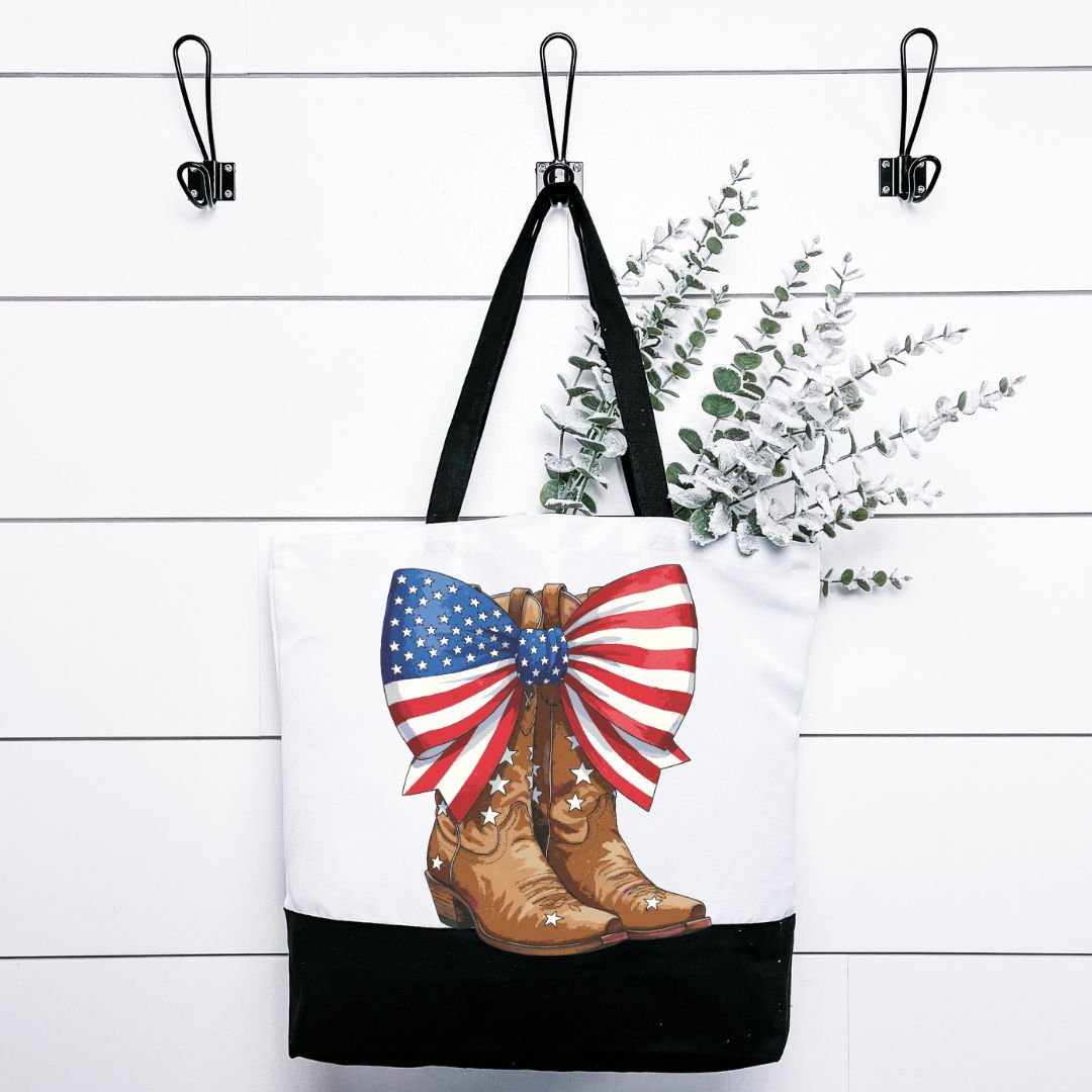 Boots-Bow - Flag Tote