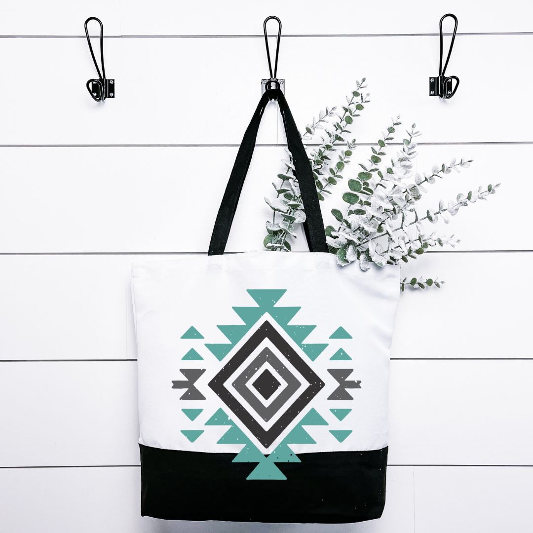 Boho aztec-black tote