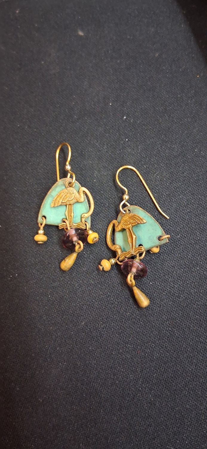 Vintage Boho Flamingo Dangle Earrings