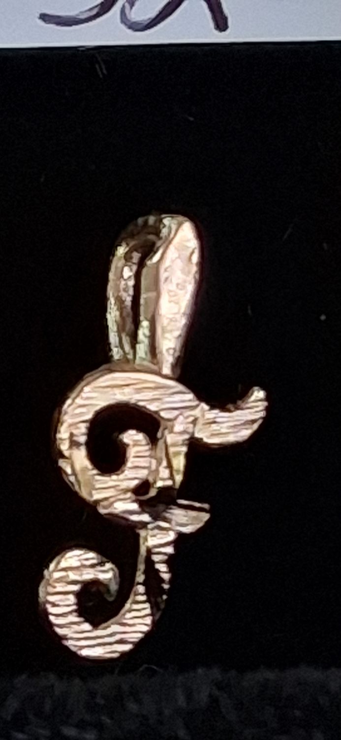 Vintage 14K Gold Initial Letter F Charm
