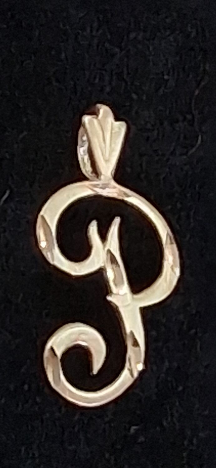 Vintage 14K Gold Initial Letter P Charm