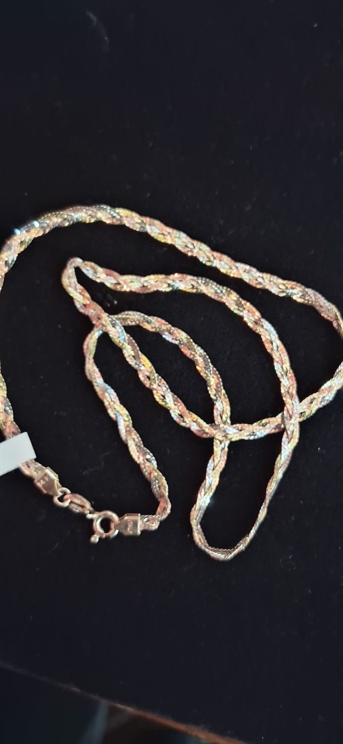Vintage 18" 14K Gold Tricolor Triple Braid Chain