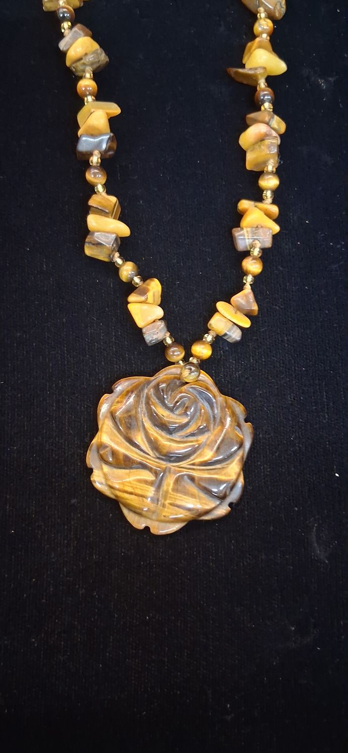 Natural Carved Tiger's Eye Rose/Bead