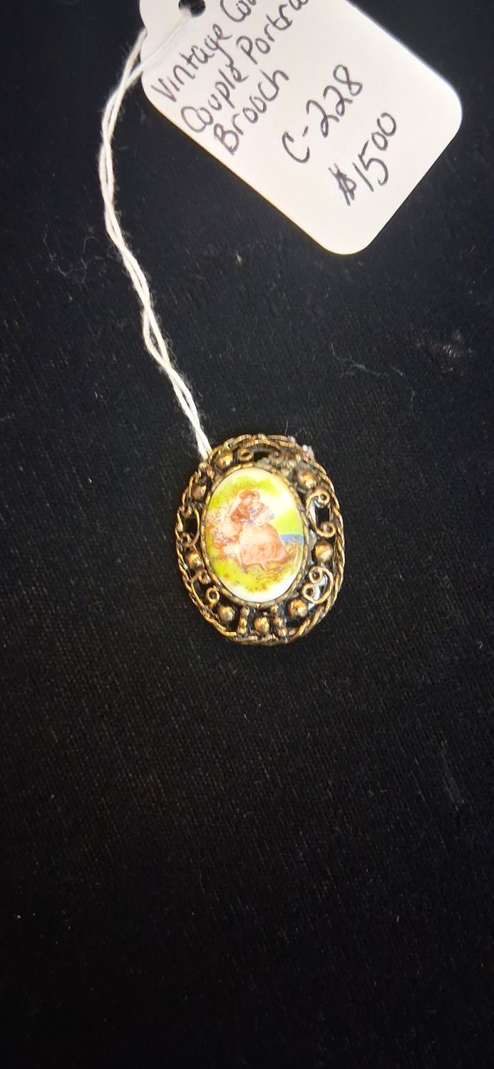 Courting Couple Portrait Brooch