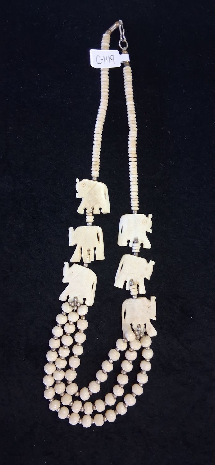 Carved Bone Beaded--elephant