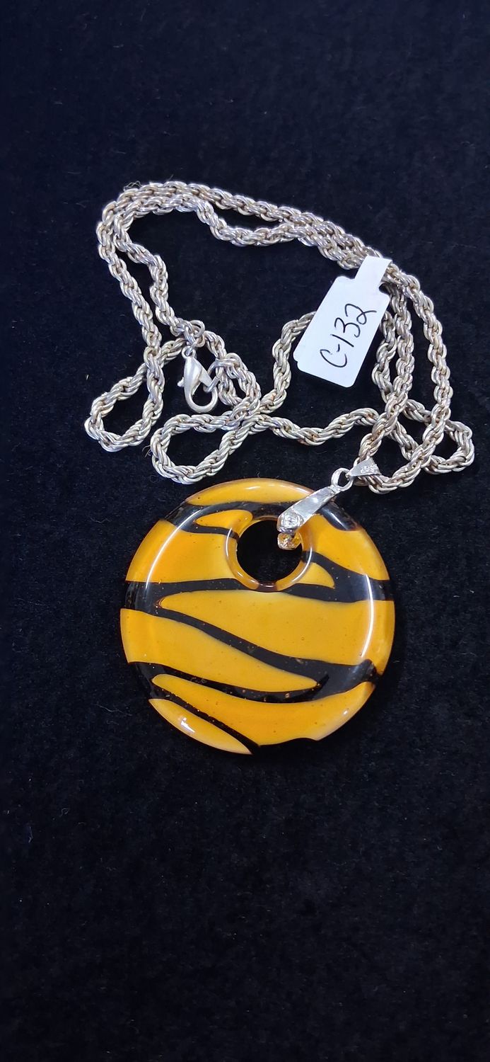 Tiger Stripe Painted Pendant