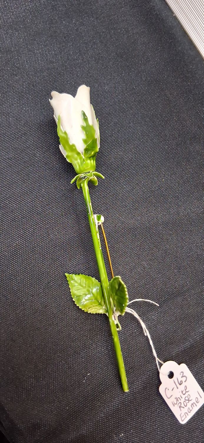 White Rose Enamel long Stem