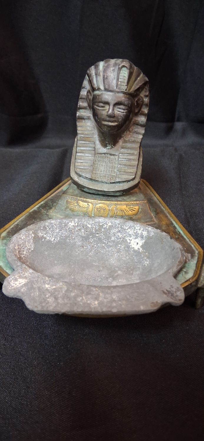 Vintage Cast Metal Egyptian Pharoah Ashtray