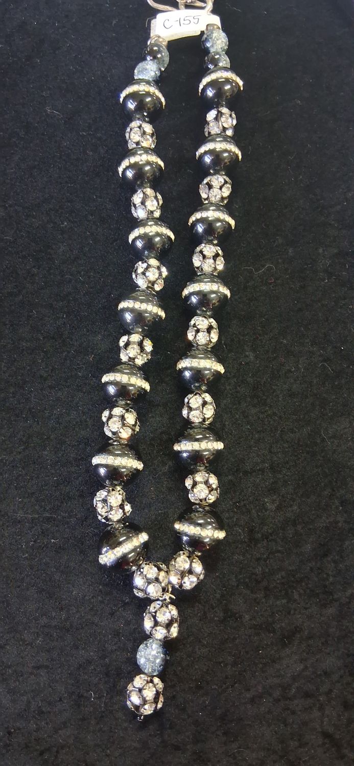 Black Beaded and Rhinestone