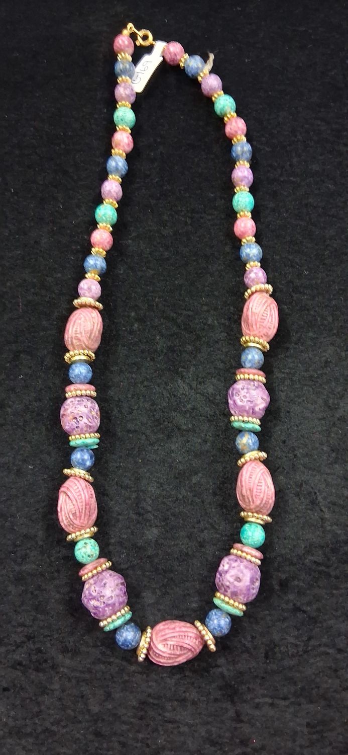 Chunky Purple/Tourquoise Gold Bead