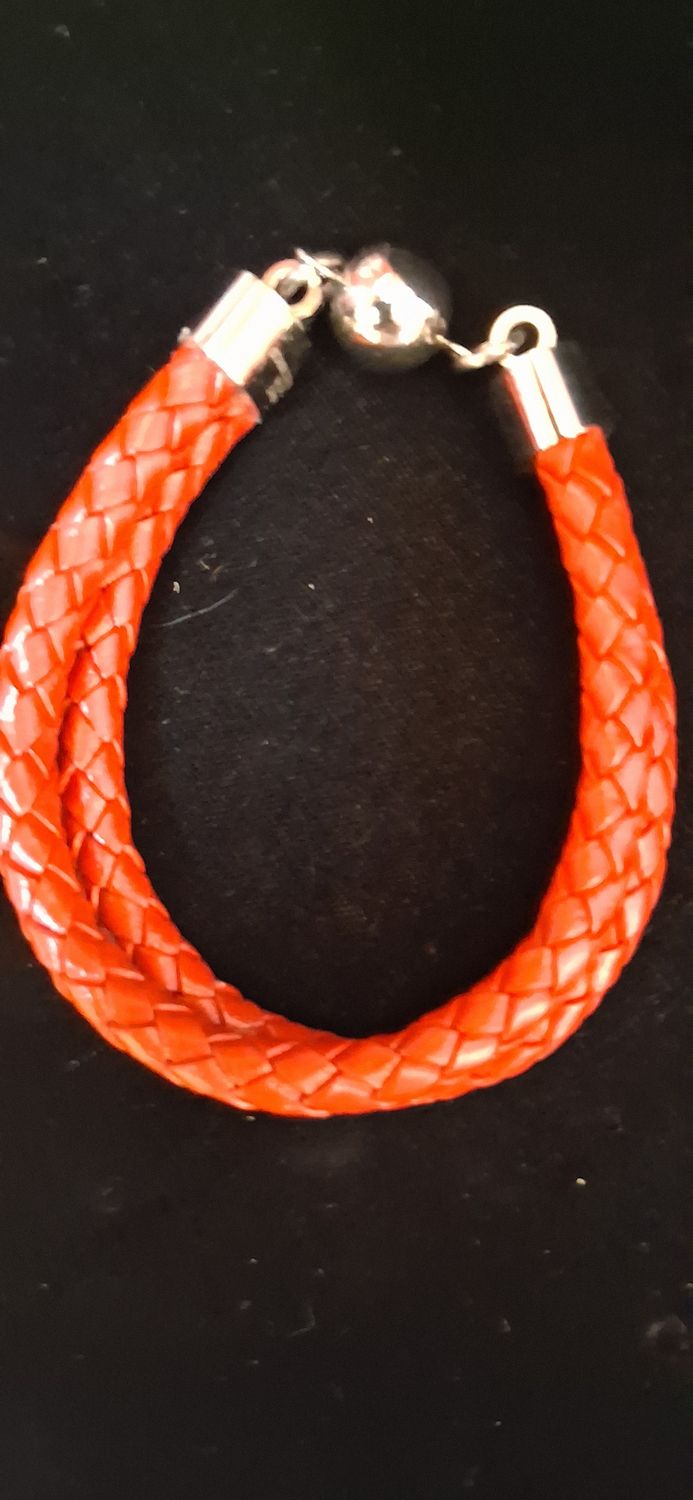 Braided Red Leather with Stainless
