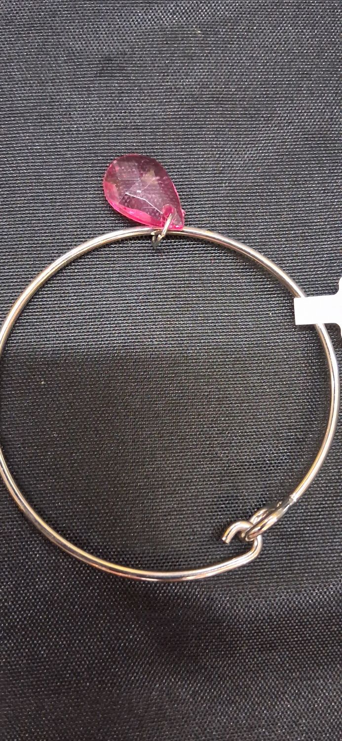 Faux Pink Sapphire Hinge Bangle