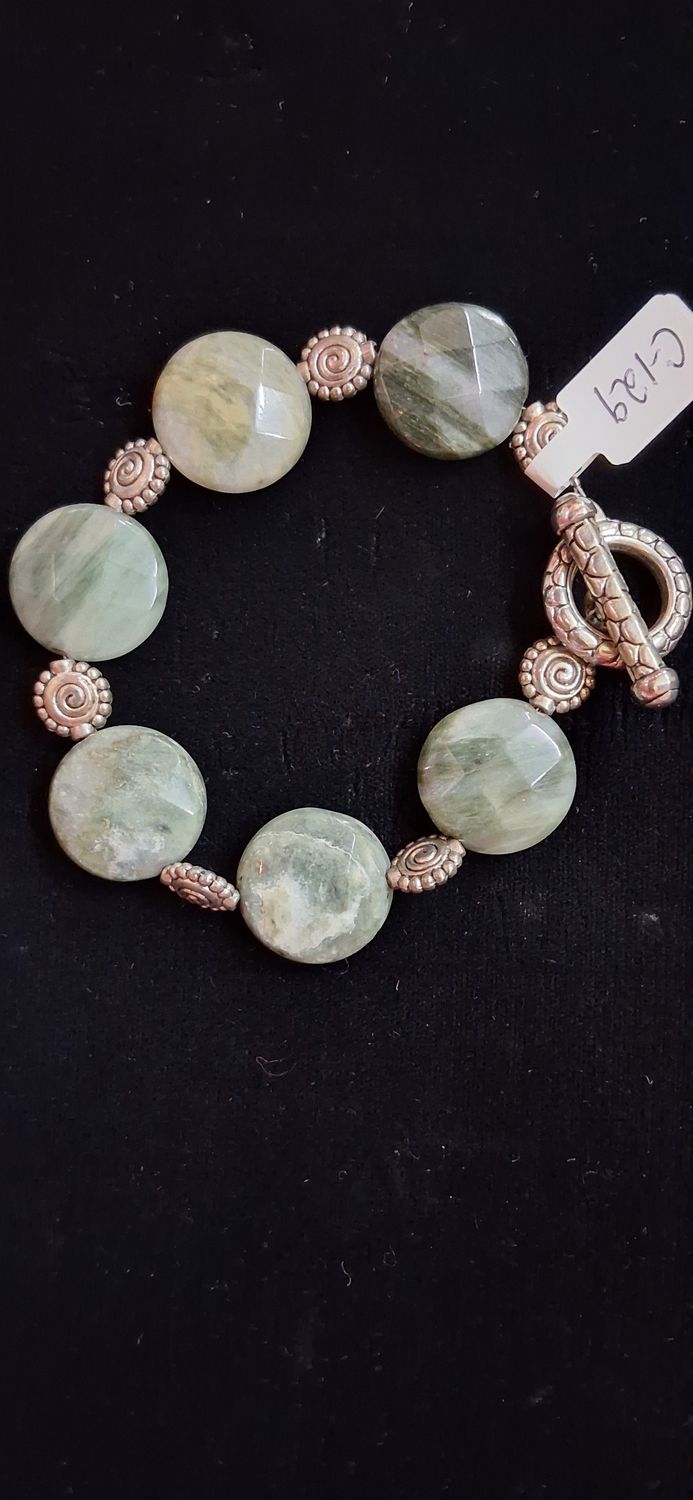Vintage Green Agate Stone Bracelet