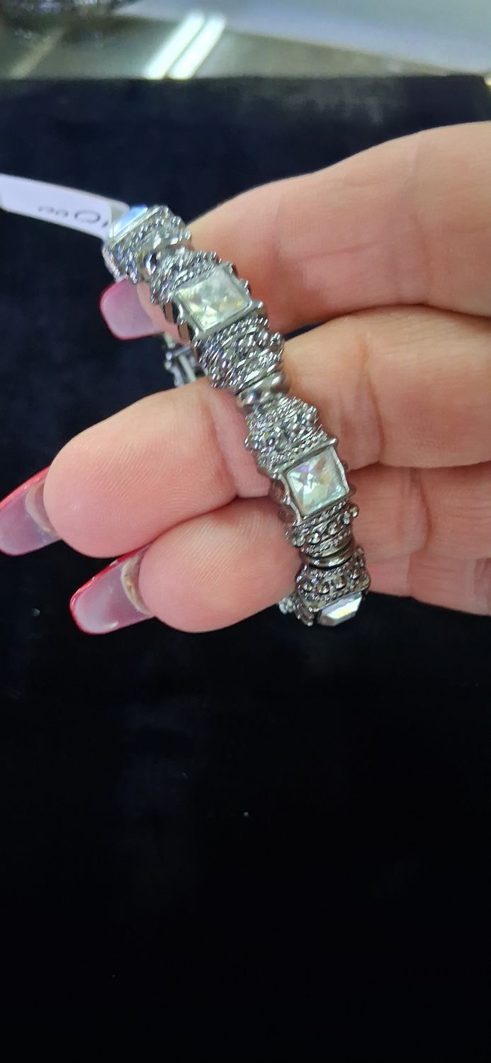 Square Rhinestone and Stretch Metal