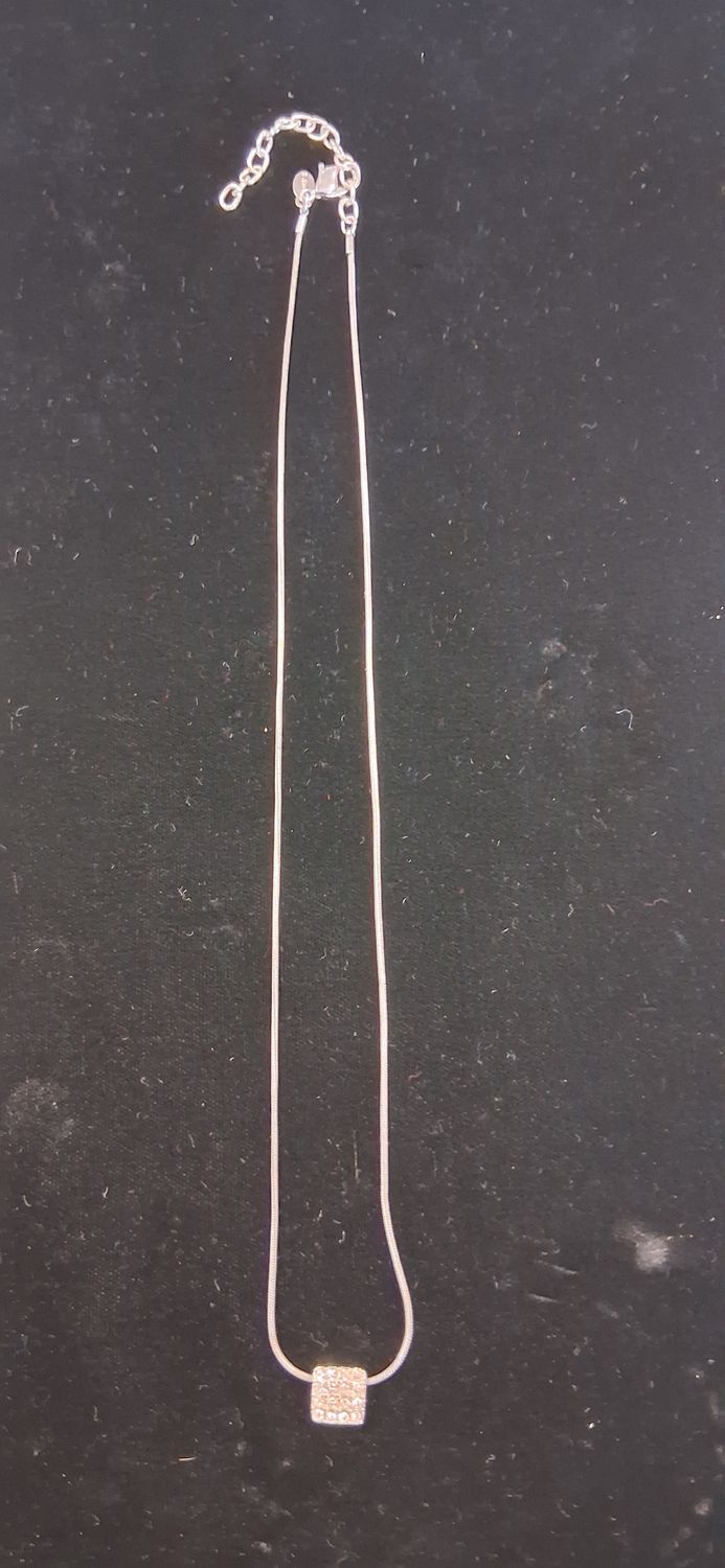 Vintage 16" Braid Chain with Diamonique Pendant