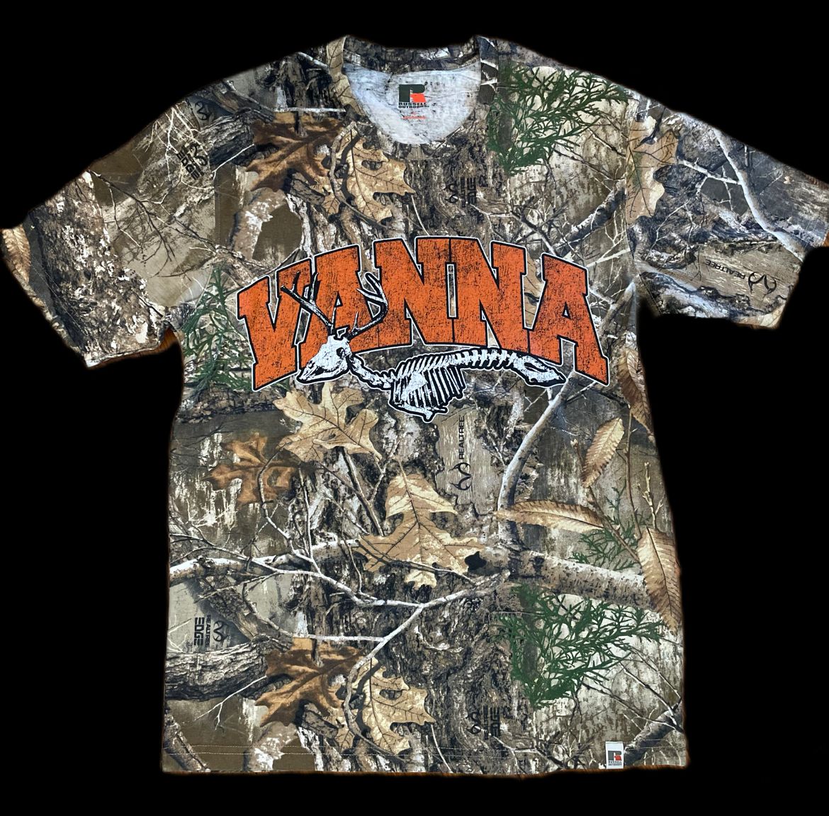 Deer skeleton real tree camo tee